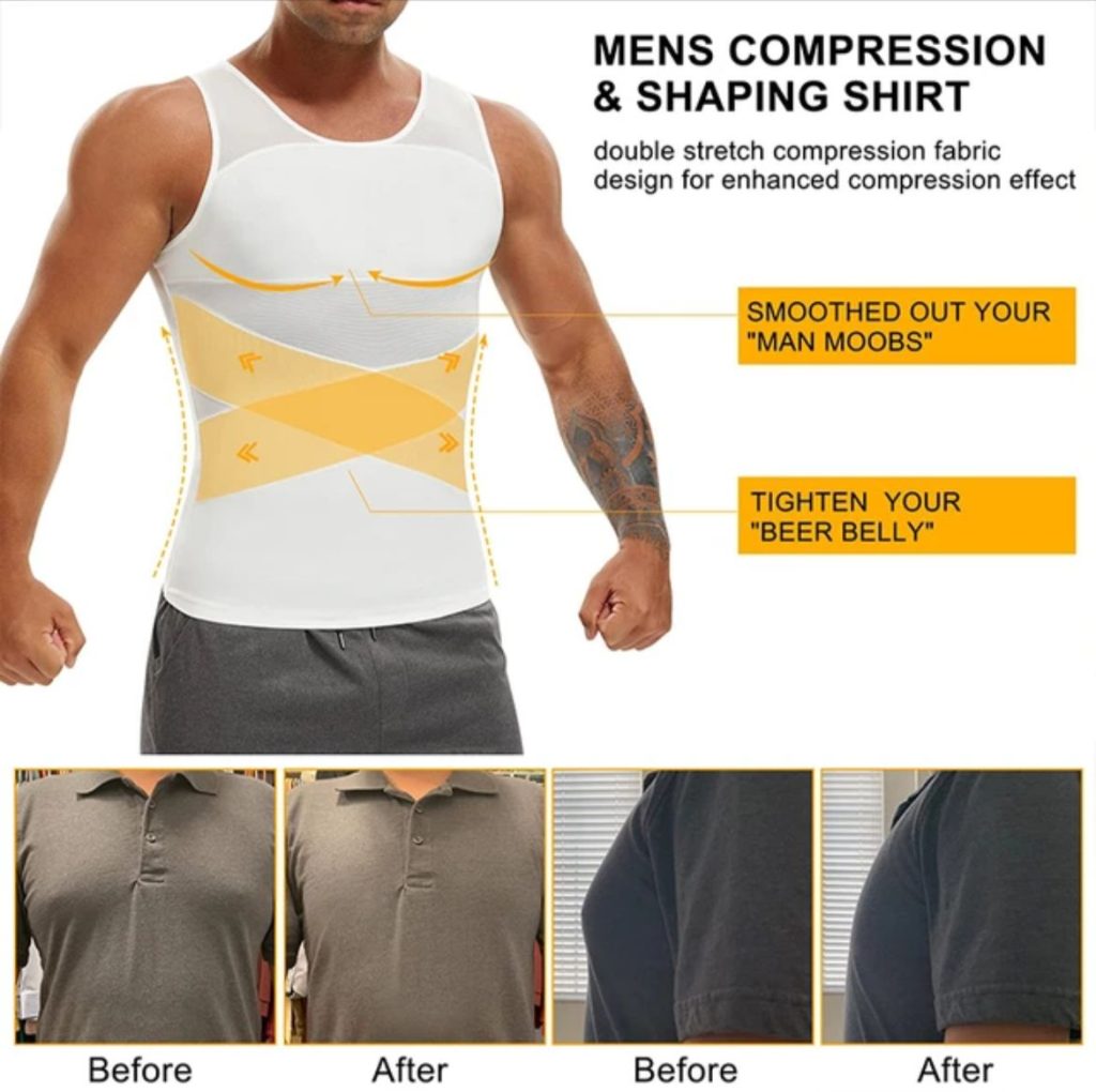 Men's Slimming Body Shaper Vest Shirt Abs Abdomen Slim